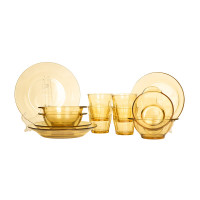 康宁 Pyrex餐具Shiny晶耀系列玻璃餐具12b件组(2大汤盘+2小汤盘+4带耳碗+4水杯)PX-SY12B/HP