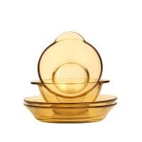 康宁Pyrex餐具Shiny晶耀系列玻璃餐具4a件组(2个小汤盘+2个带耳碗)PX-SY4A/HP