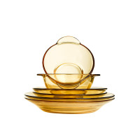 康宁Pyrex餐具Shiny晶耀系列玻璃餐具6b件组(2个大汤盘+2个小汤盘+2个带耳碗)PX-SY6B/HP