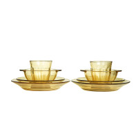 康宁Pyrex餐具Shiny晶耀系列玻璃餐具8a件组(2大汤盘+2小汤盘+2带耳碗+2水杯)PX-SY8A/HP