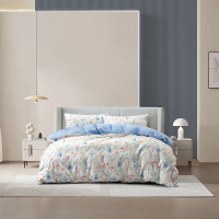 水星家纺 全涤抗菌四件套蓝韵花影220*240cm