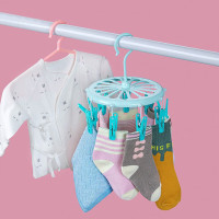 茶花衣架带夹子 多头晾衣架 晒袜子架内衣架(9夹子)晒衣夹挂架 2只装0706*2