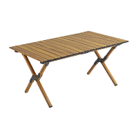 趣游帮 90方管脚架木纹蛋卷长桌 (Y29-T)