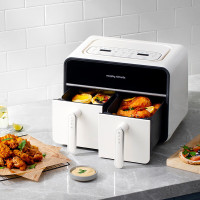 摩飞电器03空气炸锅 双胆分区多功能空炸烤箱 烤鸡翅机 MR8100富士白