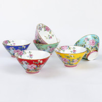 竹贵牡丹斗笠碗4.75寸*6套装