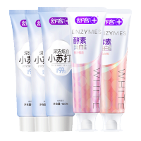舒客星沙樱花酵素美白牙膏120g*1+专研美白酵素牙膏(冰沁白桃)120g-V01*1+深洁炫白小苏打160g*3