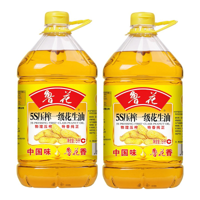 鲁花 花生油5L*2 食用油 5S压榨一级花生油