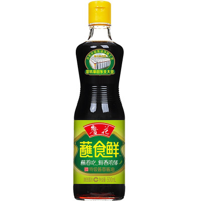 鲁花 蘸食鲜酱油500ml*1 压榨原汁特级生抽 炒菜凉拌调味品 褐色