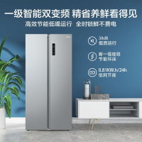 美的(Midea) BCD-470WKPZM(E) 榭湖银 对开门冰箱 470升 变频 一级能效 对开门双开门家用