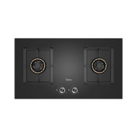 美的(Midea) JZT-Q67 燃气灶 家用双灶5.0KW大火力黑晶宽面板台嵌两用双灶 天然气灶