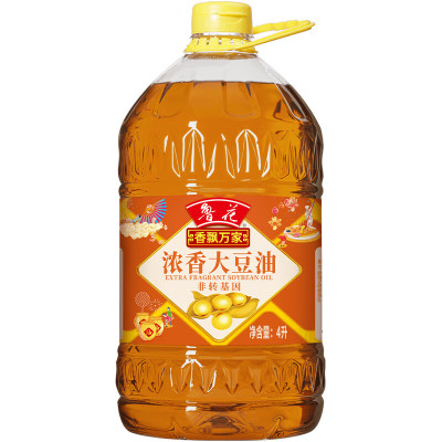 鲁花 香飘万家浓香大豆油4L*1 食用油 非转基因