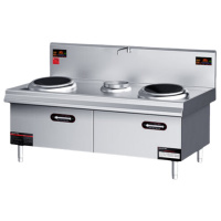 德玛仕 MC-SXC12C-01 商用电磁大锅灶201材质 厚0.9mm 2*12kw 配两个500mm小炒锅(含安装)