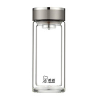 希诺(HEENOOR)XN-1001 双层男女士茶杯车载办公商务玻璃带盖商务 330ml