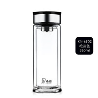 希诺(HEENOOR)XN-6902 双层商务办公便携泡茶透明水杯 360ML