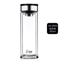 希诺(HEENOOR)XN-6903 双层商务办公便携泡茶透明水杯 395ML