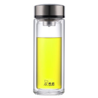 希诺(HEENOOR)XN-7071 双层隔热水杯商务便携带盖过滤泡茶杯子 260ML