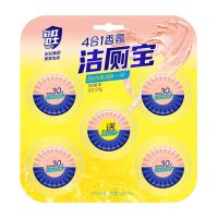 彩虹 R6201-3 洁厕宝 卫士4合1香氛洁厕宝(5个装) 除菌率99.9%,元气白桃味3板装 黄色