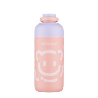 希诺(HEENOOR) XN-3120 保温杯 650ml 儿童316L不锈钢大容量男女生可爱高颜值吸管水杯 粉紫梦乡