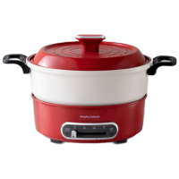 摩飞电器 多用途锅 MR9087 3升 电火锅 家用分体式电煮锅 烤涮一体多功能电炒锅料理锅 红