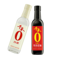 千禾 东坡红特级老抽酱油500ml+5°白醋500ml 组合调味品 经典配方 健康优质