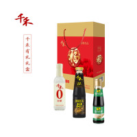 千禾 (福字)珍品大礼盒1220g三瓶装礼盒 调味品礼盒 白醋蒸鱼豉油御藏蚝油组合套装