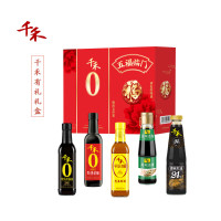 千禾 零添加五福临门礼盒2260g五瓶装礼盒 调味品礼盒 厨房调味料 粮食酿造 玻璃瓶装家用