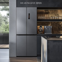 美的(Midea) 家用冰箱457L 十字四开门一级变频 MR-457WUSPZE苍穹灰