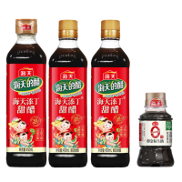 海天 调味品组合 添丁甜醋450ml×3瓶+0金标生抽100mL 凉拌提鲜蟹醋