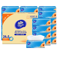 维达(Vinda) 抽纸 S码3层100抽*24包 家用纸巾 超韧餐巾纸抽纸巾 软抽卫生纸 (新旧版本随机发)