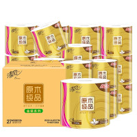 清风 B2014JE27N1 有芯卷纸 (箱装)原木金装4层加厚140克*27卷