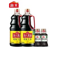 海天 调味品组合 薄盐生抽100mL×2瓶+鲜味生抽1.28L×2瓶 提鲜凉拌