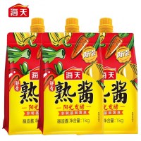 海天 调味品 鲜香熟酱450g×3袋 原味香辣熟豆瓣蒜蓉辣椒酱拌面烧炒菜家用
