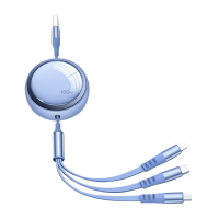 领臣 LC-518 手机充电器 一拖三伸缩线三合一数据线 6A快充100W 风趣蓝