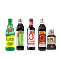 海天 调味品组合 蚝油520g+零系丹玉香醋500ml+鲜的白灼汁500ml+0金标生抽500ml+蒸鱼豉油100ml