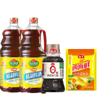 海天 调味品组合 精制料酒1.28L×2+0金标生抽100mL×1+四海鲜鸡精