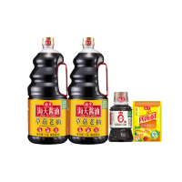 海天 调味品组合 草菇老抽1.9L×2瓶+0金标生抽100mL+四海鲜鸡精40g