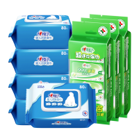 心相印 组合 XYM080+3XCA007 婴儿水纯水洁肤80片湿巾*5包+大众杀菌7片湿巾8包*3提