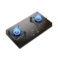美的 JZY-Q330 燃气灶 一级能效 双灶具5.0kW猛火 家用台嵌两用 厨房电器 钢化玻璃面板