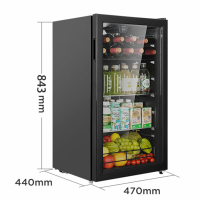 美的 JC-98GM(E) 卧式冷柜 95升冰吧冷藏 家用客厅小冰箱办公室 冰吧茶叶饮料水果蔬菜 保鲜柜红酒柜