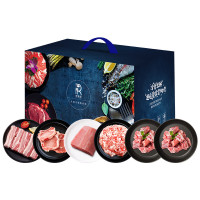 悦跑山 高原黑猪五花肉肉馅冻大排片冻汤排冻里脊块套装2400g