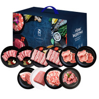 悦跑山 高原黑猪冻肋排带皮腿肉肉馅五花肉套装4000g