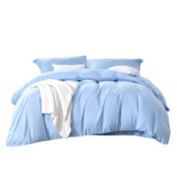 富安娜 磨毛四件套-静谧·蓝标准适用1米5/1米8床(203*229cm)