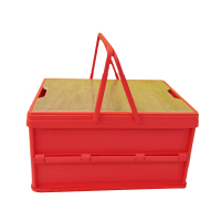 AIWOSN家居户外折叠收纳箱30L(木盖款)42*28.5*5.5cm