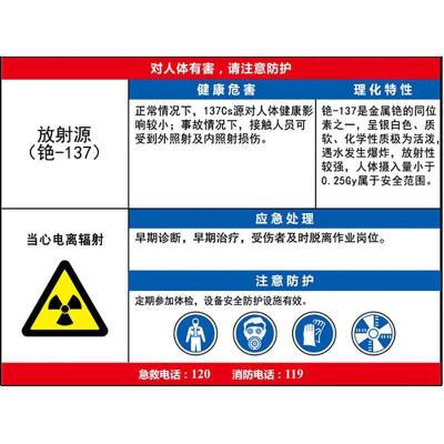 放射源铯职业危害告知卡