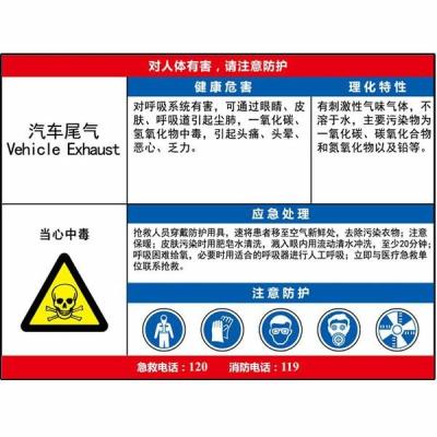 汽车尾气职业危害告知卡