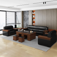 方解实(FANGJIESHI)办公沙发商务接待会客沙发现代简约办公室沙发 1+1+3+茶几组合