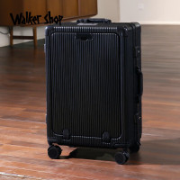 Walker Shop行李箱多功能[前开盖]加厚铝框登机箱拉杆箱[干湿分离]旅行箱 魅夜黑