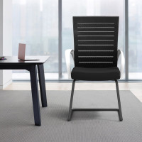 方解实(FANGJIESHI)电脑椅办公椅家用网布椅培训会议椅弓形椅黑色