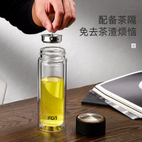 富光双层玻璃杯 高硼硅玻璃304茶隔水杯子500ml