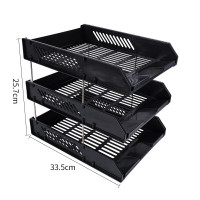 三层镂空收纳文件座 自由拆卸组装三层文件盘/文件框/文件架 牢固耐用 办公用品 黑色6145
